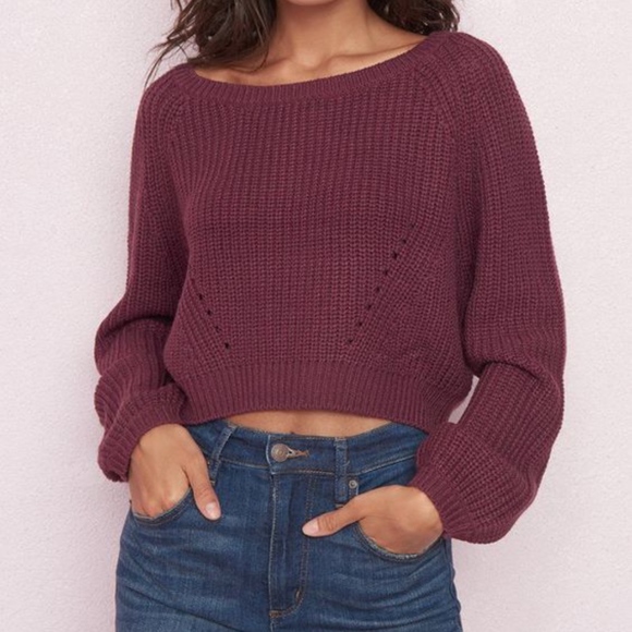 Garage Sweaters - Garage Purple Knit Midi Cropped Sweater - Size L